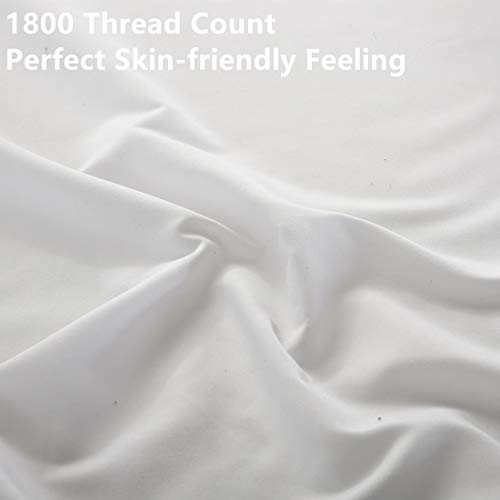 Abakan Bed Sheet Set 4 Piece Super Soft Brushed Microfiber 1800 Series Hotel Luxury Egyptian Sheet Breathable, Wrinkle, Fade Resistant Deep Pocket Bedding Sheet Set (Full, White) - Thumbnail 2