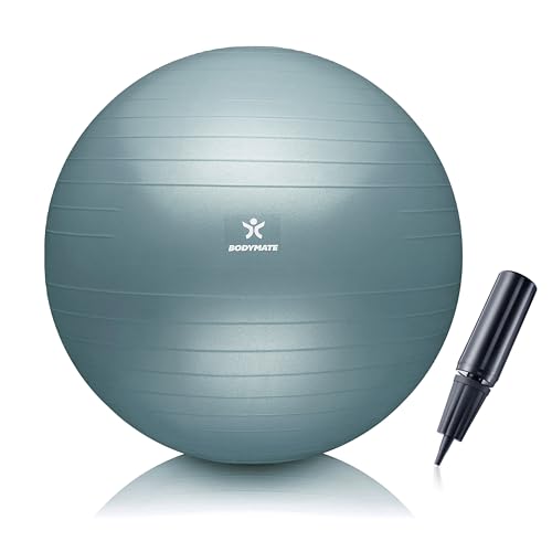 BODYMATE Gymnastikball Sitzball Trainingsball mit GRATIS E-Book inkl. Luft-Pumpe, Ball für Fitness, Yoga, Gymnastik, Core Training, für starken Rücken als Büro-