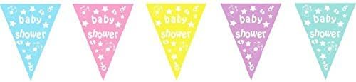 The Perfect Baby Shower Bundle Pack for a Baby Girl or Boy - Includes Teddy Bear Bunting, Baby Banner, Pitter Patter Confetti and Moon and Star Balloons (Bunting)