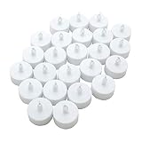 Realistic Bright Flameless LED Tea Light Candles, Bright, Flickering, Battery Powered Fake Candles, Unscented Tea Lights, Pack of 24