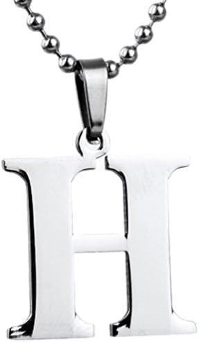 Golastartery Men's Stainless Steel Letter Necklace Pendant With 50CM Chain Necklace(H)