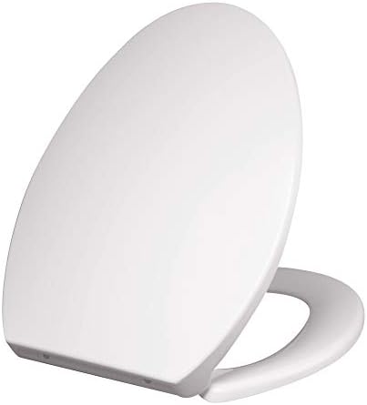 Purelux Toilet Seat with Cover, Thermoplastic Elongated White, Quiet Close and Quick Release