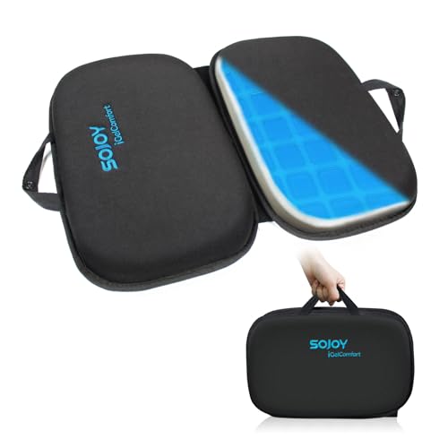 Sojoy iGelComfort 3 in 1 Foldable Gel Seat Cushion Featured with Memory Foam (A Must-Have Travel Cushion! Smart, Easy Travel Cushion) (Size: 18.5“ x 15" x 2")