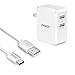 noot products Charger for LG V40/G7/G6/G5/LG V30/V20-24W 2.4 amp 2-Port Home Wall Charge Adapter with 6FT / feet USB Type C to A Fast Charging Cable Cord