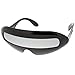 zeroUV Futuristic Costume Single Shield Colored Mirror Lens Novelty Wrap Sunglasses 70mm (Black/Silver Mirror)