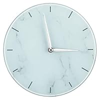 Jofave White Marble Print Round Wall Clock Decorative, Modern Hanging Clock for Office Home Bedroom. (White) ...