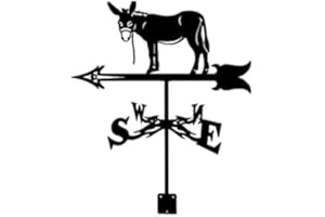 FIYOEO Stainless Steel Rooster Weathervane Weather Vane Yard Garden Barn Ornament Animal Style Kit Weather Vanes Roofs Farm Scene Decor (Little Donkey)