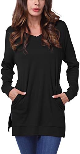 Womens Casual V-Neck Long Sleeves Side Split Sweater Tunic Tops