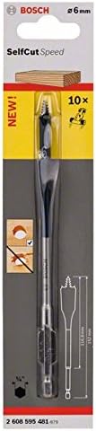 Bosch Professional 2608595481 Selfcut Speed Flat Drill Bit, Hex Shank, 6mm x 152mm, Blue, diameter 6,00 mm