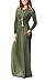 AUSELILY Women's Long Sleeve Casual Loose Pocket Maxi Party Long Dresses (XL, Army)
