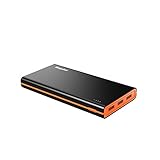 EasyAcc 2nd Gen 15000mAh Power Bank (4.8A Smart Output) Portable External Battery Pack 3 USB Ports Travel Charger -Black and Orange