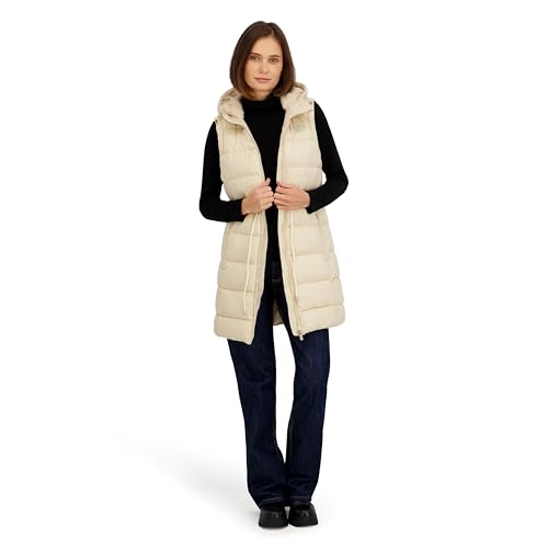 Reebok Womens Long Puffer Vest with Hood, Champagne, XL