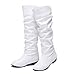 Blivener Women's Casual Knee High Riding Boots Pull on White US 10
