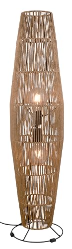 Reality Leuchten Miki R41102026 Floor Lamp Metal Black Matt Paper Shade Brown Excl. 2x E27