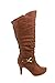 Top Moda Womens Page-65 Knee High Round Toe Lace-Up Slouched High Heel Boots,Tan,8