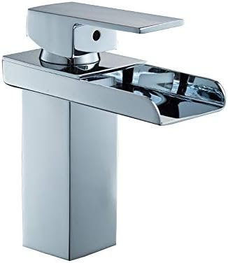 Mucet European Style Surface-mounted Faucet Bathroom Single Handle Ceramic Valve Sink Mixer Tap Flat Mouth Basin Laundry Pool Tap Waterfall and Bath Filler Tub Tap Plating Spout
