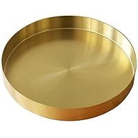 UniDes - Round Brass Tray,Small Gold Decorative Tray Metal Storage Organizer Tray for Modern Home,Matte Brass Finish | 7 Inch