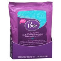Poise Hot Flash Comfort Body Cooling Towelettes, 20 Each (Pack of 3)