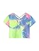 SweatyRocks Women's Tie Dye Criss Cross Back Short Sleeve Crop Summer T Shirt