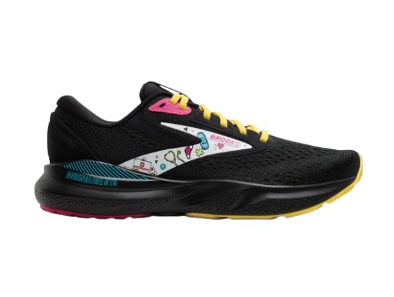 Brooks Women’s Adrenaline GTS 24 Supportive Running Shoe - Black/Yellow/Fuchsia - 7 Medium Image