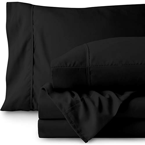 Bare Home Twin Sheet Set - 1800 Ultra-Soft Microfiber Bed Sheets - Double Brushed Breathable Bedding - Hypoallergenic – Wrinkle Resistant - Deep Pocket (Twin, Black)