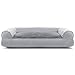 Furhaven Pillow Dog Bed for Large/Medium Dogs w/ Removable Bolsters & Washable Cover - Plush & Suede Sofa - Gray, Large