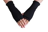 EachWell Women Sun Block Driving Gloves UV Protection Wrist Length Fingerless Black