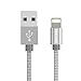[Apple MFi Certified] Zendure® 12 inch (30 cm) Nylon Braided USB Charge/Sync Cable with Lightning Connector for iPhone 6/6 Plus, iPad Air 2 and More (Silver)