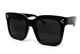 O2 Eyewear 1762 Premium Oversize XXL Women Men Mirror Revo Havana Tilda Shadow Style Fashion Sunglasses (SOLID BLACK, 56)