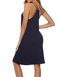 YAWOVE Women Sleeveless Nightgown Camisole Sleepwear Full Slip Dress with Pocket