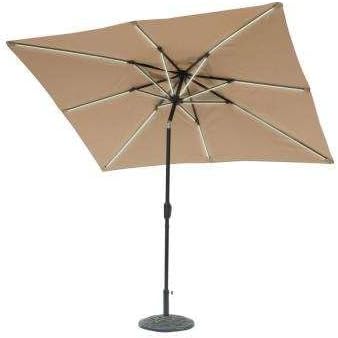 Amazon Com Sunray 9 Ft X 7 Ft Rectangle Next Gen Solar Lighted Market Patio Umbrella In Taupe Base Not Included Garden Outdoor