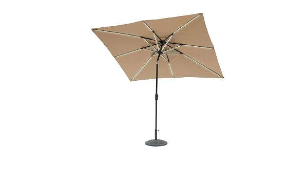 Amazon Com Sunray 9 Ft X 7 Ft Rectangle Next Gen Solar Lighted Market Patio Umbrella In Taupe Base Not Included Garden Outdoor