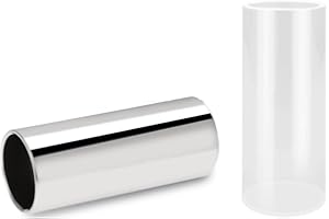 FUNNTY 2Pcs Guitar Finger Slides Guitar Sliders with Smooth Edges, Acrylic Slide and Stainless Steel Slide in Box for Electri