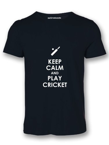 Buy Sportskeeda Men S Keep Calm And Play Cricket Cotton Round Neck Black T Shirt Xxl Online At Low Prices In India Amazon In