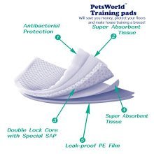PETSWORLD Absorbent Pet Training Pads, 600 Ct, 17x24