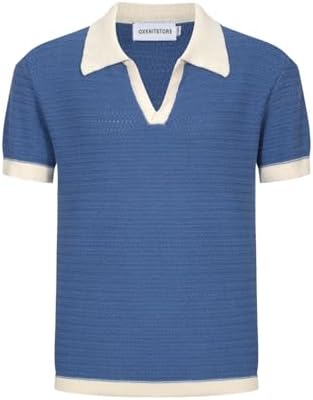 Amazon.com: OXKNIT Men's Zipper Retro Polo Shirt Textured Casual