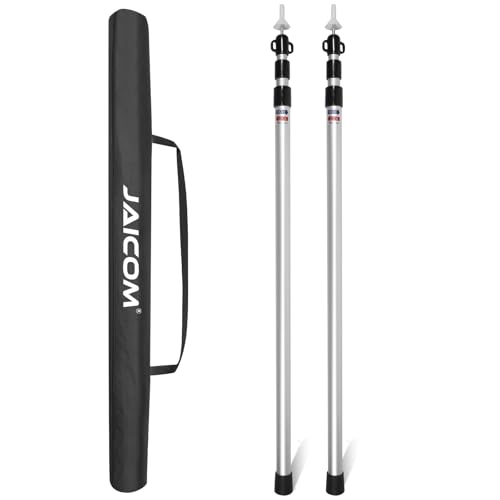 JAICOM Set of 2 – 4 Aluminium Telescopic Awning Rods Extendable Adjustable 95-230cm Suitable for Camping, Tent, Tarpaulin, Canopy, Beach