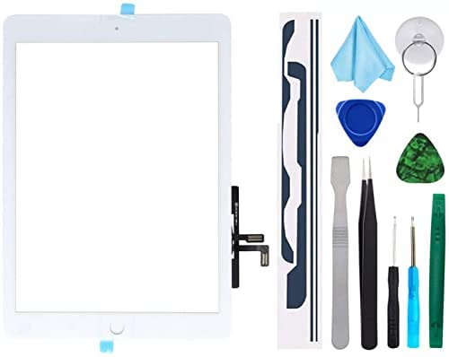 T Phael White Digitizer Repair Kit for 2017 iPad 9.7 A1822, A1823 / iPad 5 iPad Air 1st Touch Screen Digitizer Replacement (Without Home Button) with Tools + PreInstalled Adhesive