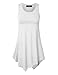 Made By Johnny MBJ WT671 Womens Summer Sleeveless Irregular Handkerchie Hem Loose Tunic Tops Flowy Blouses Shirt XXL White