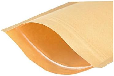 DecentGadget® 50PCS Reusable Ziplock Grip Seal Bags Waterproof Kraft Paper Stand Up Pouches with Transparent Window Food Storage Pouches for Coffee Bean Tea Leaf Snacks Cookie (20 * 14cm 50pcs) - Image 3