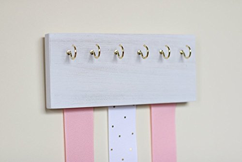 image for Wood Decor with Love White Wood Ribbon Bow Organizer & Headband Holder