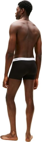 Calzoncillos bóxer Pack de 7 Hombre Trunks con Logotipo en la Cintura, Negro (Wht/Wht/Wht/Blk/Blk/Des/Des), L