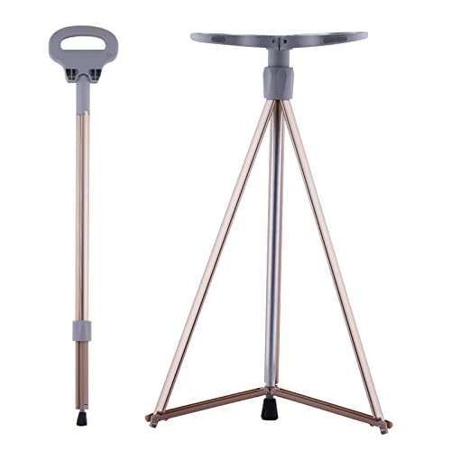 DINVES Portable Cane Seat, Walking Cane with Seat, Folding Walking Cane