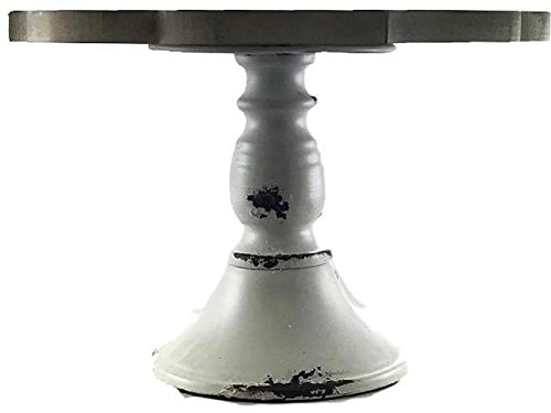 Cake Pedestal Stand Wood Vintage Wedding Cake Stand Cupcakes Cakes Assorted Size Large Small Medium (Small Scallop 9.4X9.4X5.4H, White wood)
