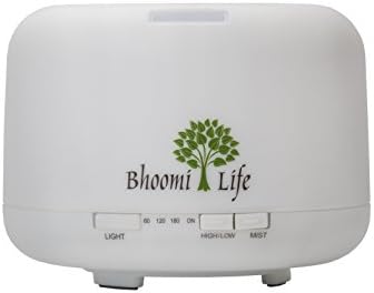 BhoomiLife 500 ml Aromatherapy Essential Oil Diffuser and Cool Mist Humidifier for Home Bedroom Office Living Room Large Room Study Yoga Spa 4 Timer Settings, Adjustable mist mode,7 LED Auto Shut-off