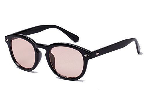 Bestum Retro Inspired Sunglasses With Rivets Tinted Lens UV400 (Black, Light orange)