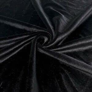Three Crown Velvet Fabric Soft Strong Material - Home Decor, Curtains, Upholstery, Dress - 112cm Wide (Black, 1 Meter)
