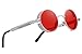 MERRY'S Gothic Steampunk Sunglasses for Women Men Round Lens Metal Frame S567 (Silver&Red, 46)