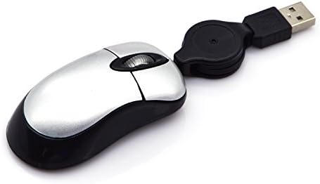 Hitechway Mini Retractable Cable Wired Scroll Wheel Optional Portable Travel Mouse for Windows XP / VISTA / WIN7 / WIN8 / MAC/ DOC and etc. (White)