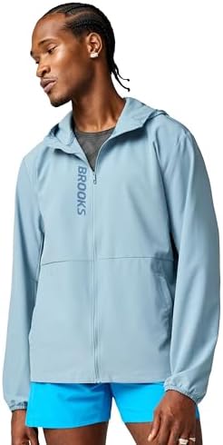 Brooks Brothers Mens Smooth Nylon Contrast Zip Hooded Windbreaker